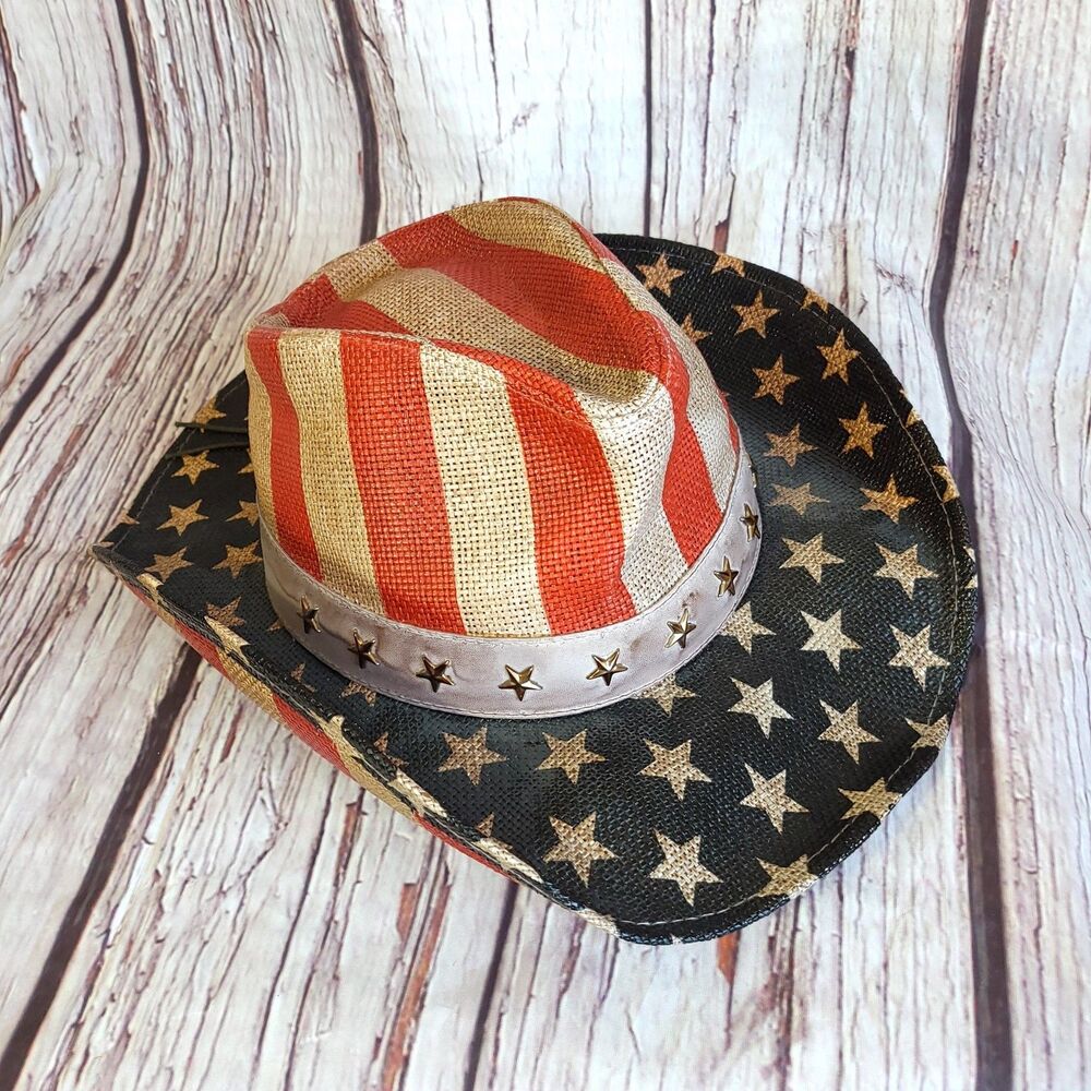 Cody James Justice Flag Mens One Size Straw Hat Drifter Cowboy